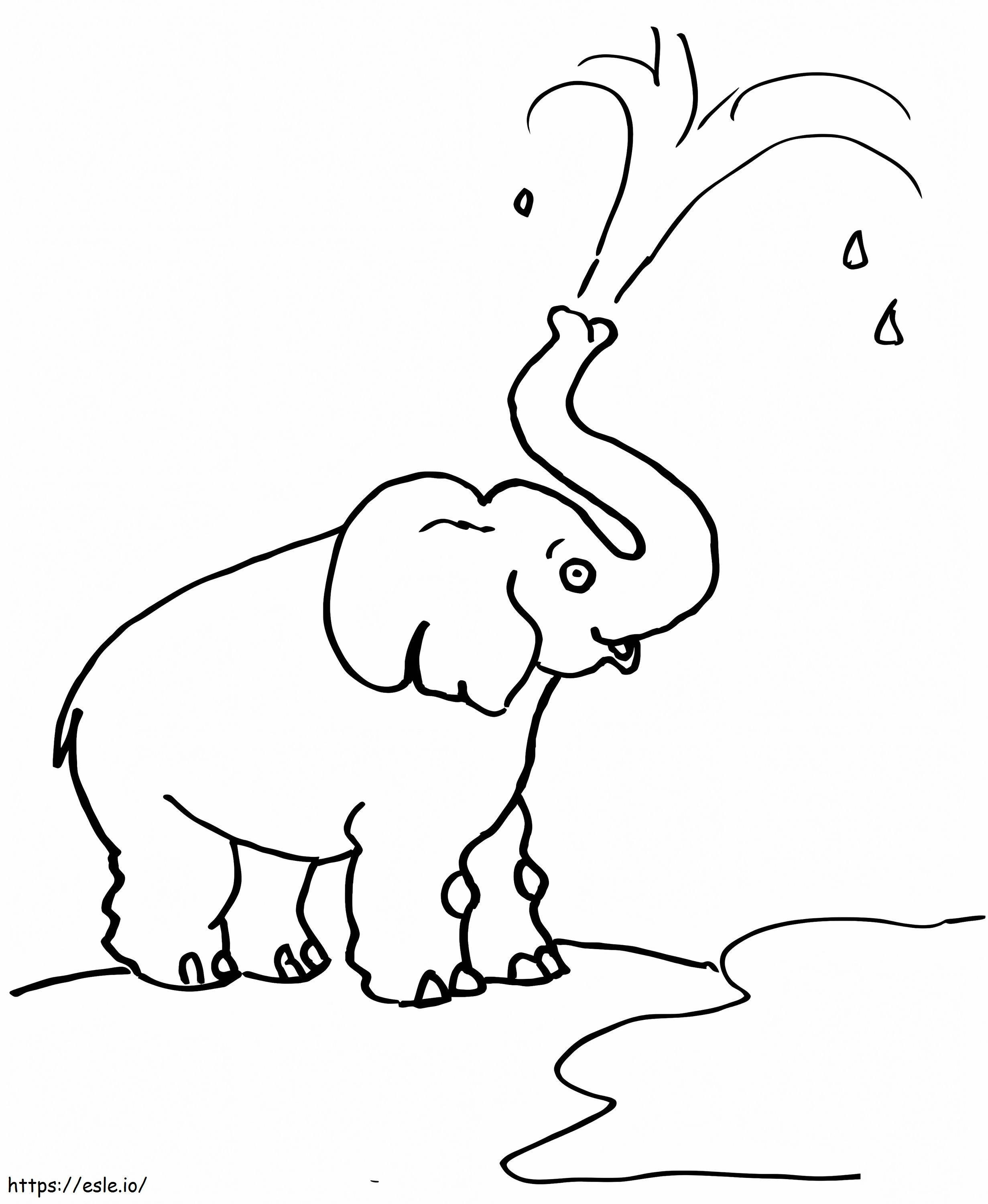 水を吹く象 ぬりえ - 塗り絵