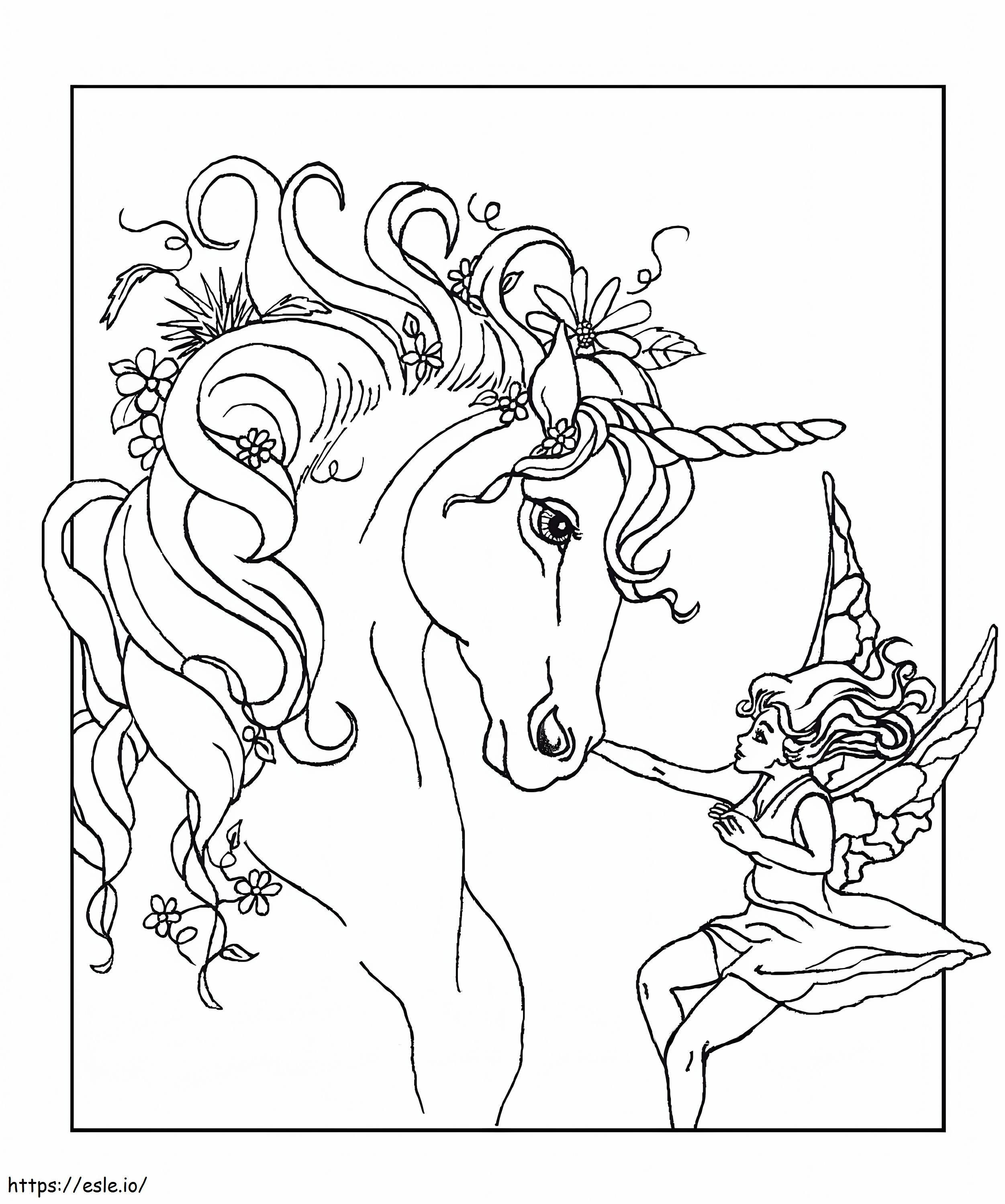 Unicorn And Fairy coloring page