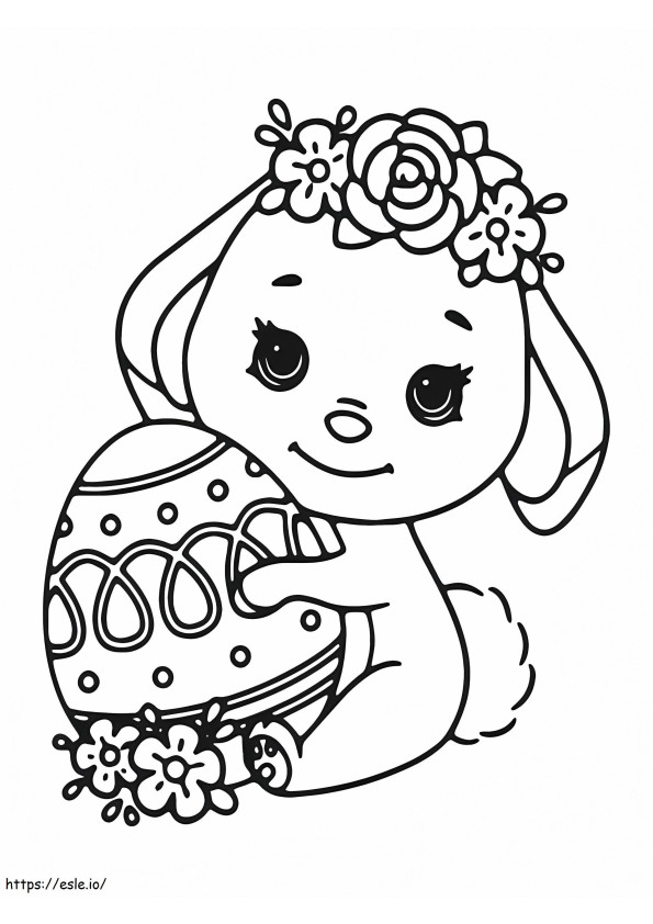 Small Easter Bunny Holding An Egg coloring page