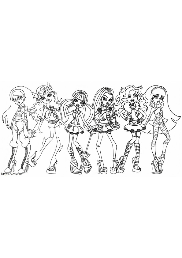 Monster High School Team coloring page