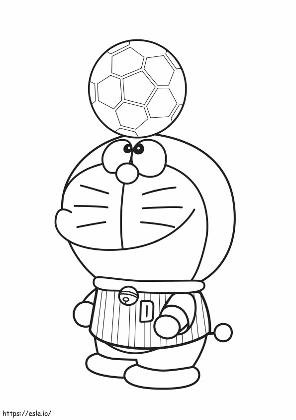  Ilmaiset värityssivut Doraemon jalkapalloilija värityskuva