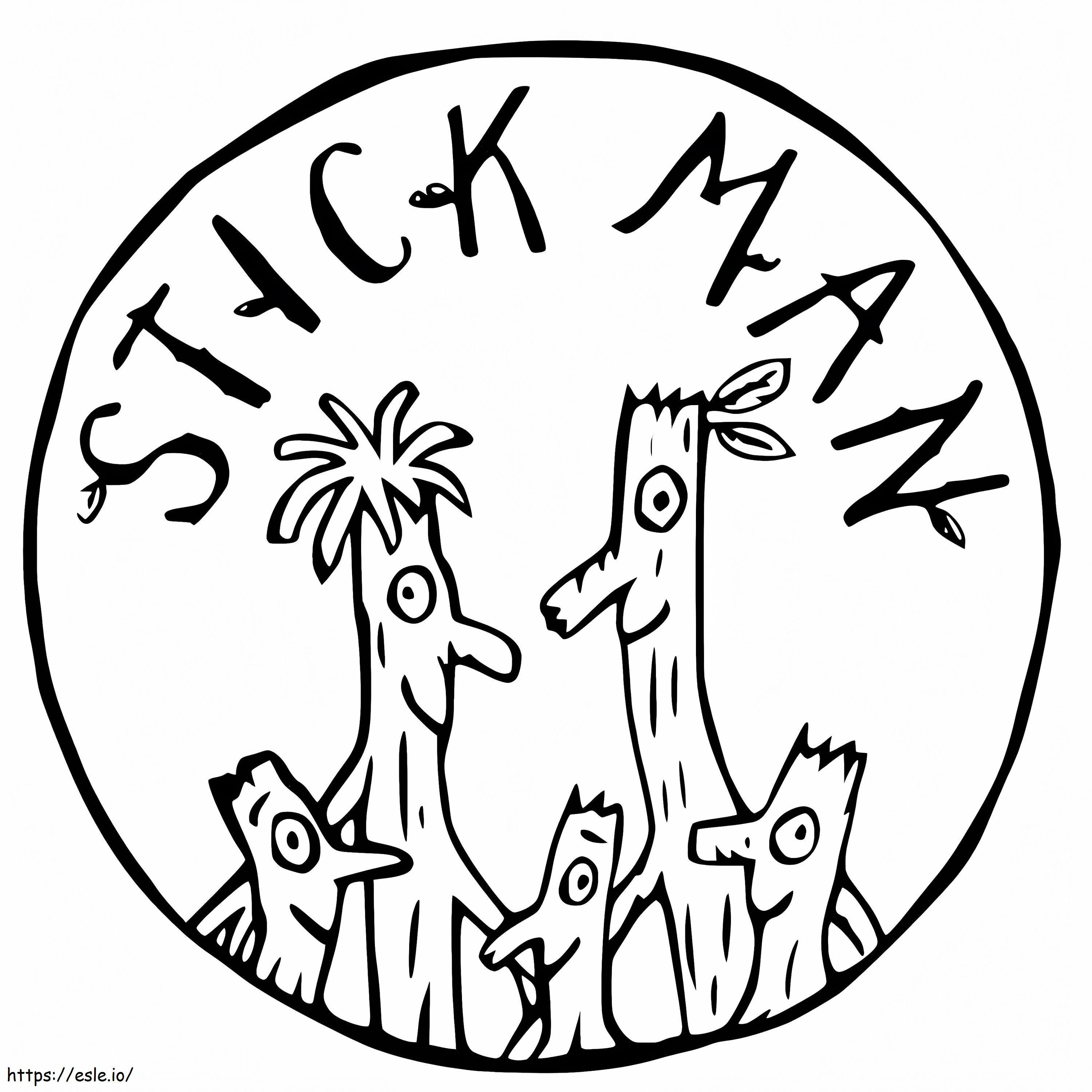 Stick Man -perhe värityskuva