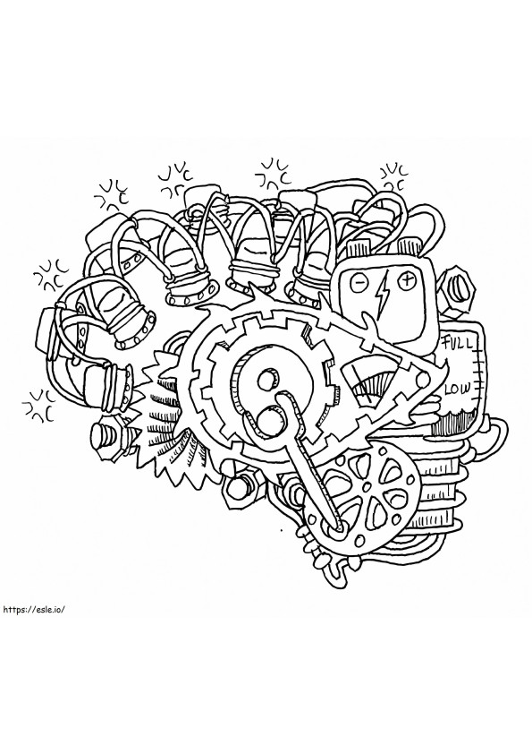 Machine Human Brain coloring page
