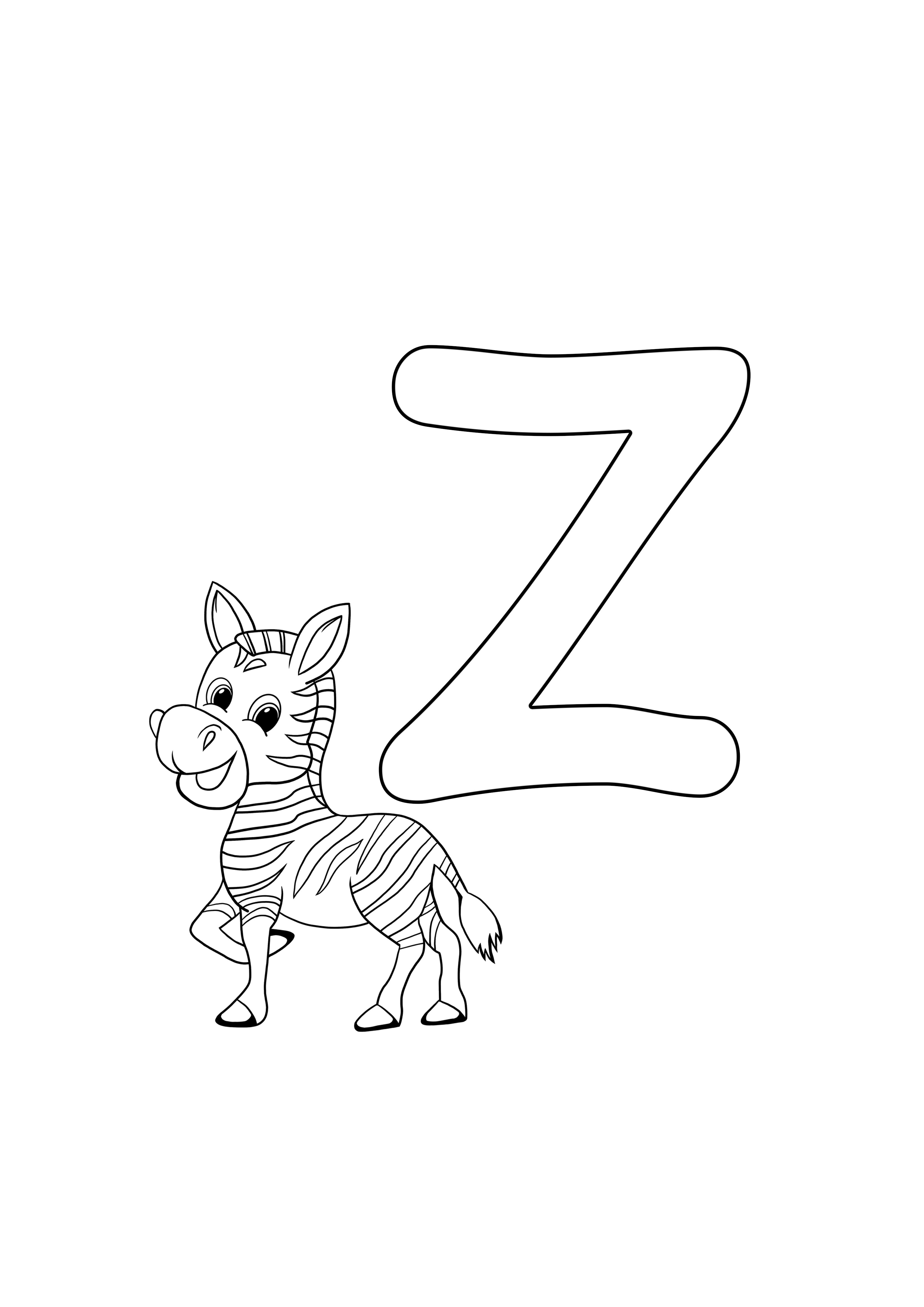 z este pentru zebra gratuit pentru a imprima, gratuit pentru a colora pagina