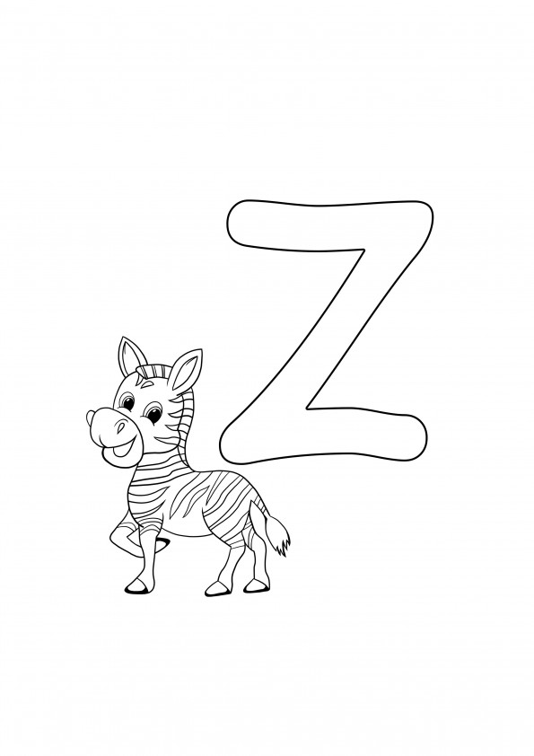 z is for zebra free to print, free to color page