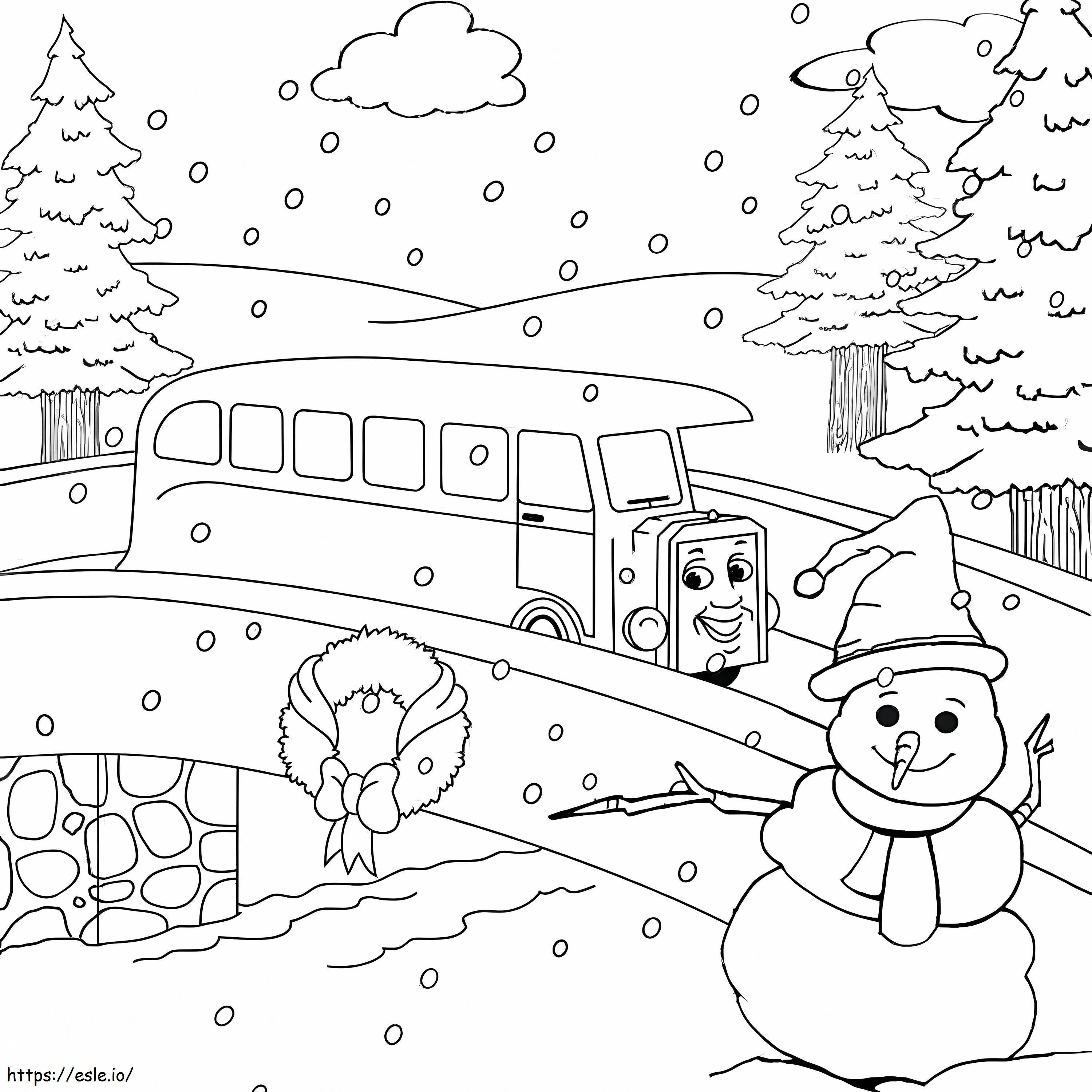 Happy Winter Scene coloring page