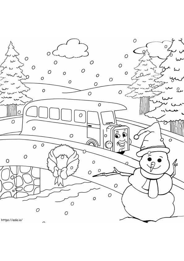 Happy Winter Scene coloring page