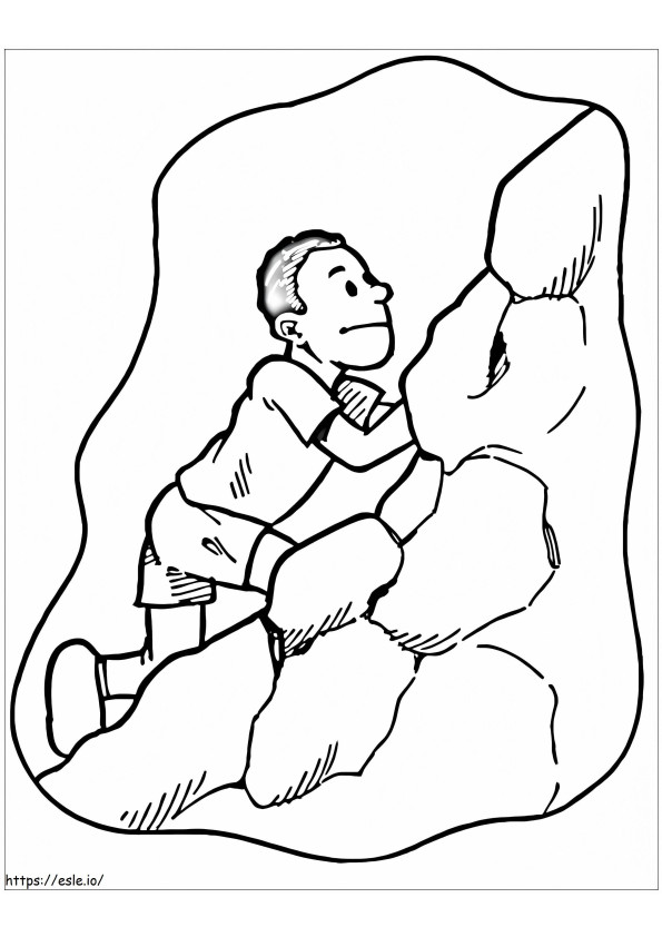 Strong Man Is Rock Climbing coloring page