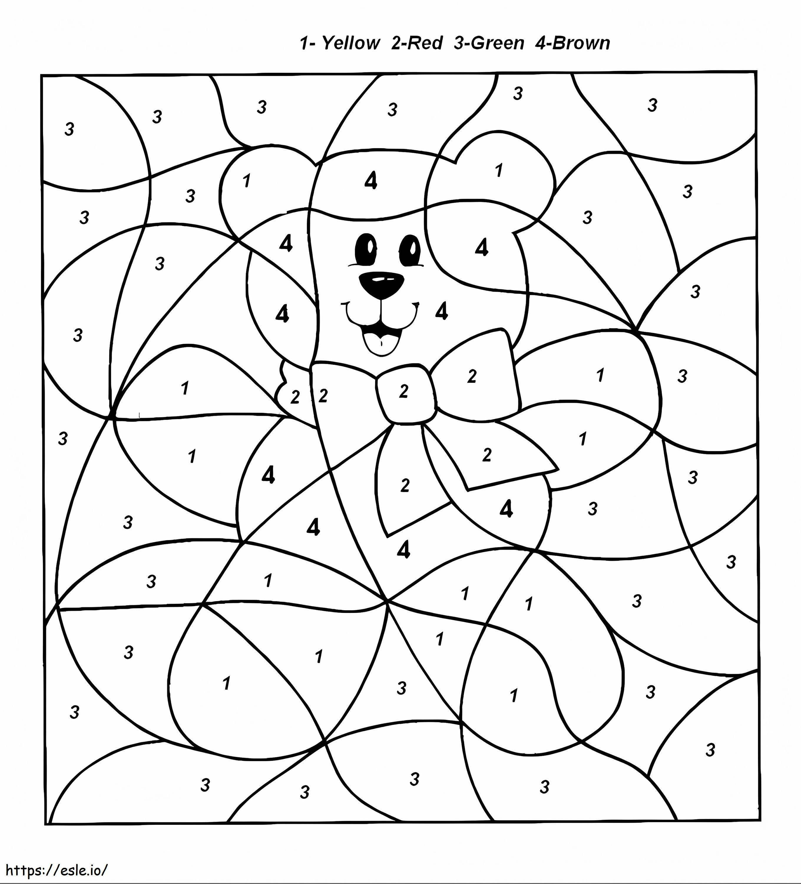 Teddy For Kindergarten Color By Number Coloring Page