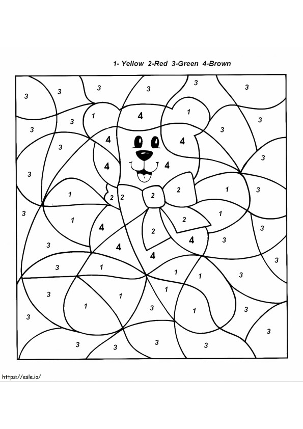 Teddy For Kindergarten Color By Number coloring page