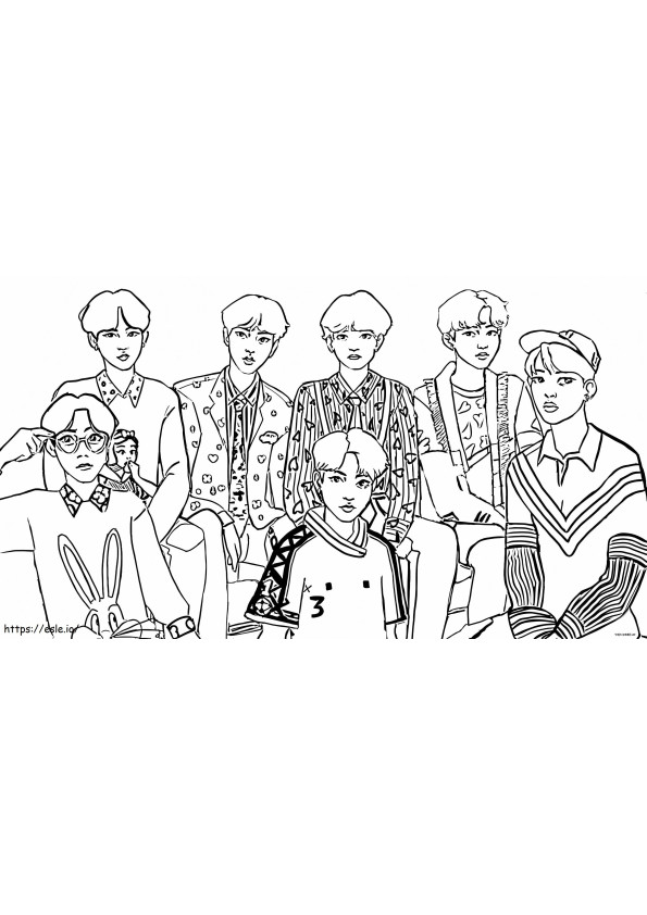 Free BTS Band coloring page