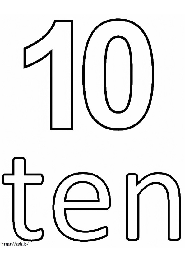 Egyszerű 10-es szám kifestő