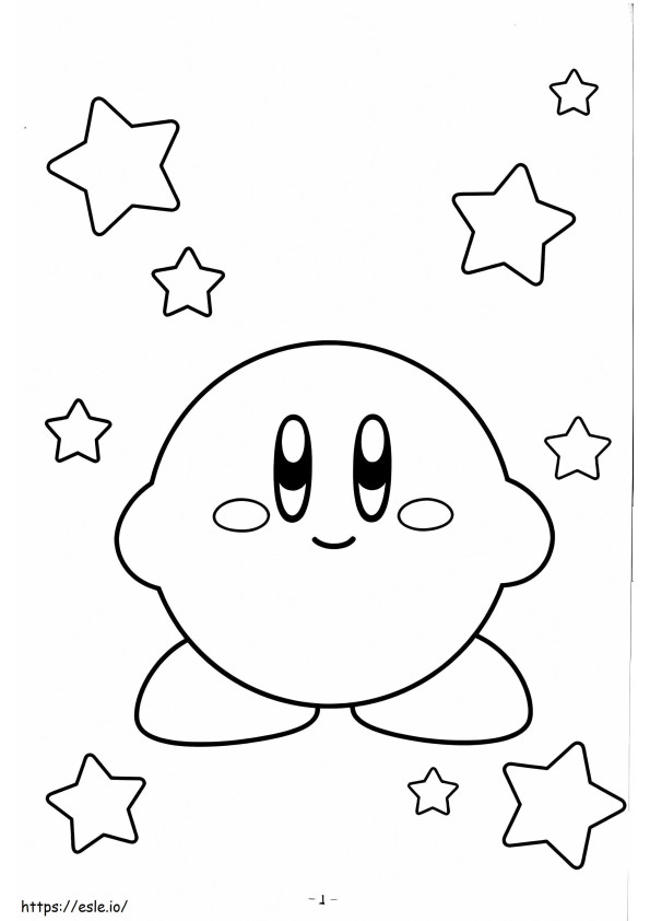 Hymyilevä Kirby Tähtien kanssa värityskuva