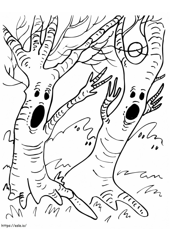 Spooky Trees coloring page