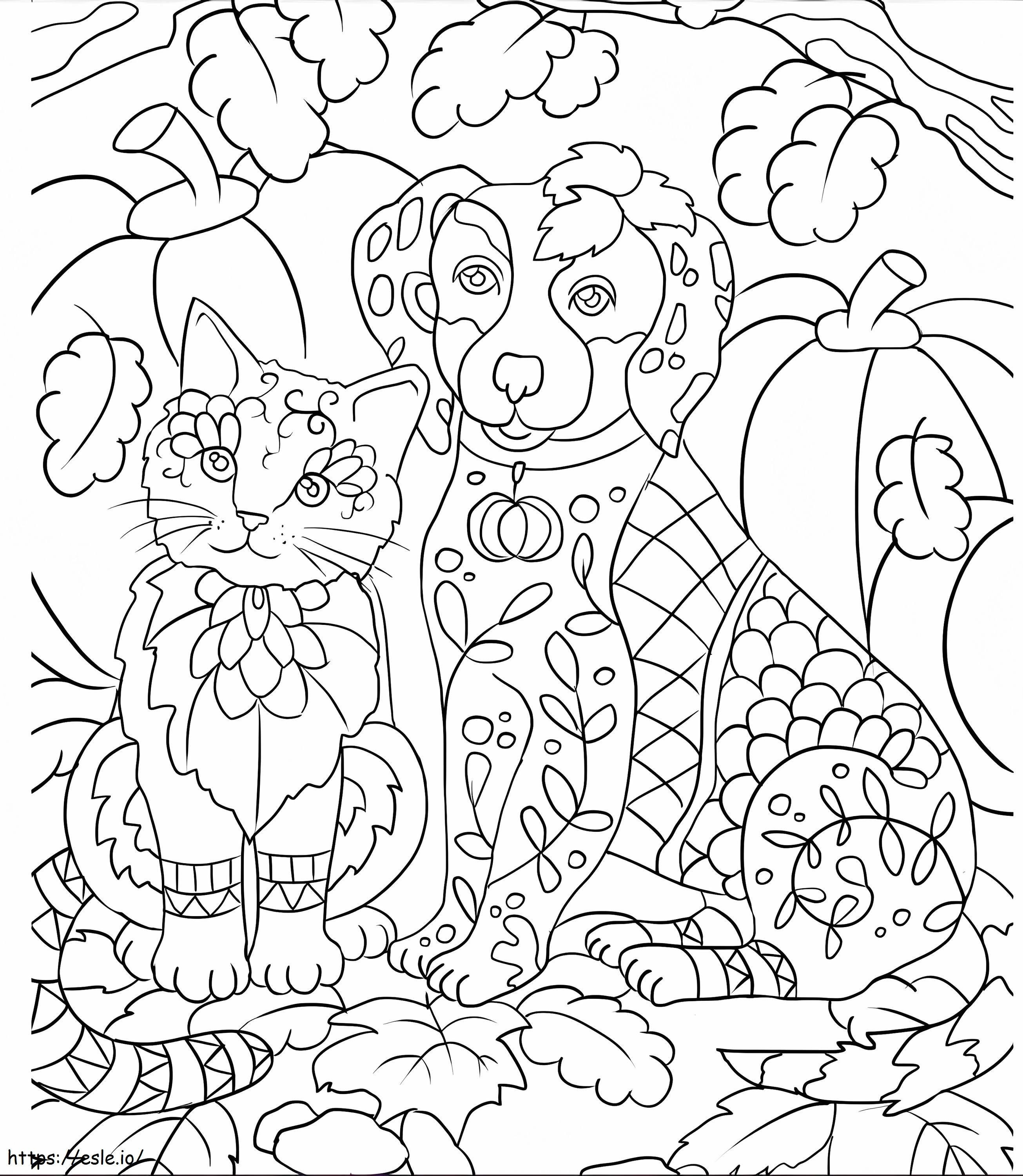 Dog And Cat For Adults coloring page