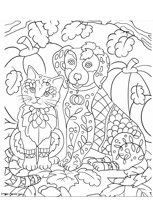 Dog And Cat For Adults coloring page