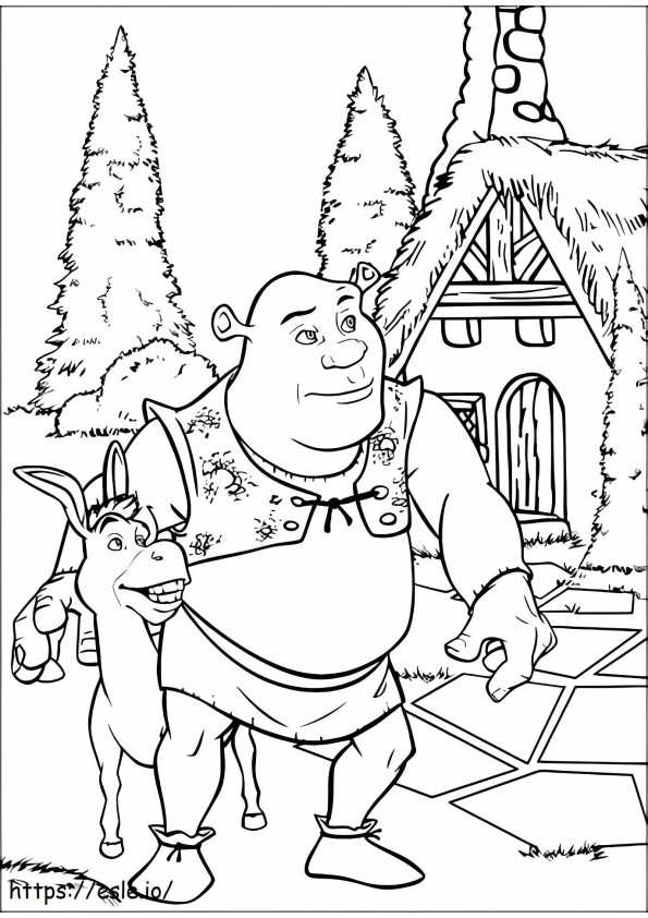 Shrek And Donkey A4 coloring page