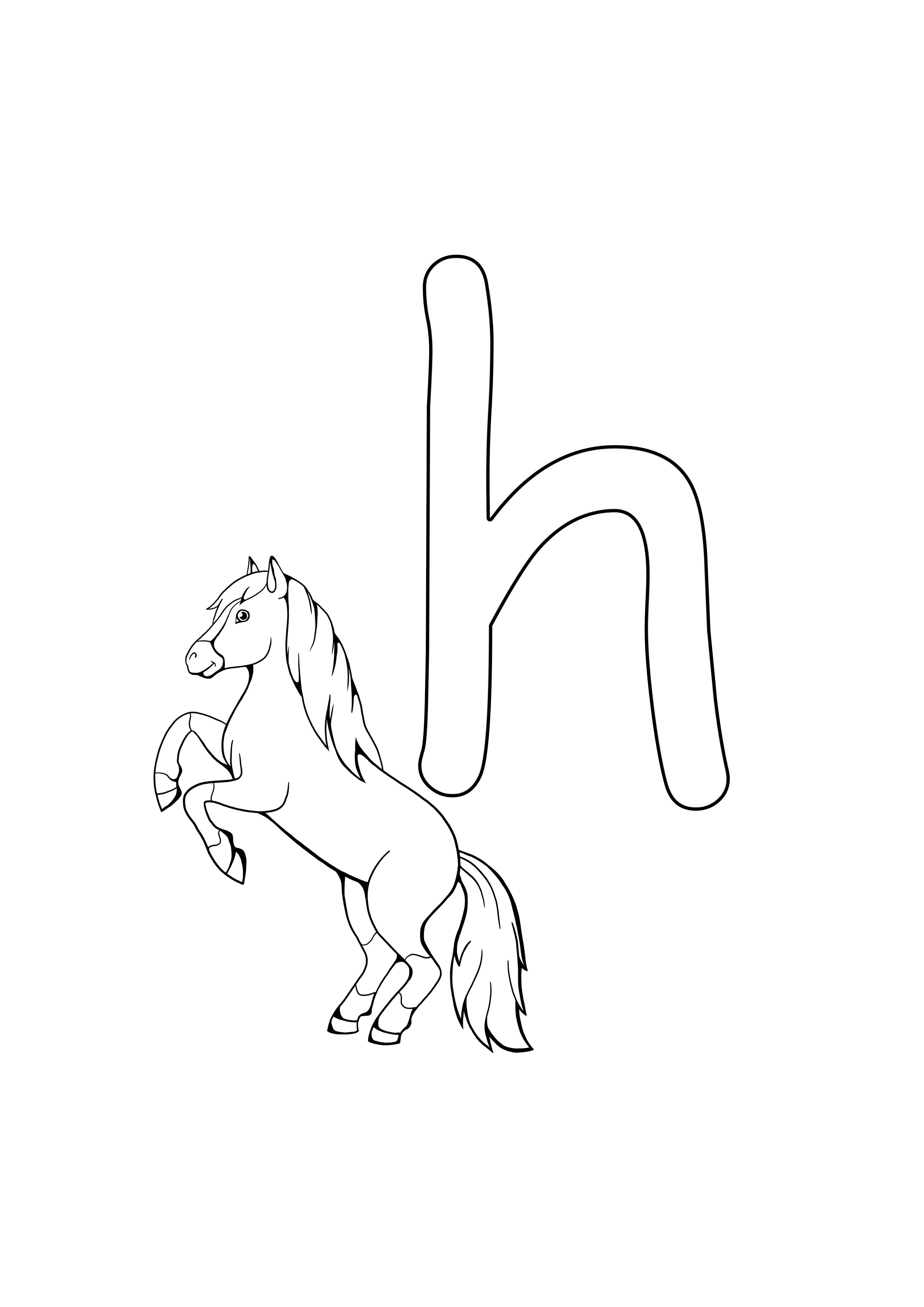h é para impressão e coloração de letras de cavalo gratuitamente