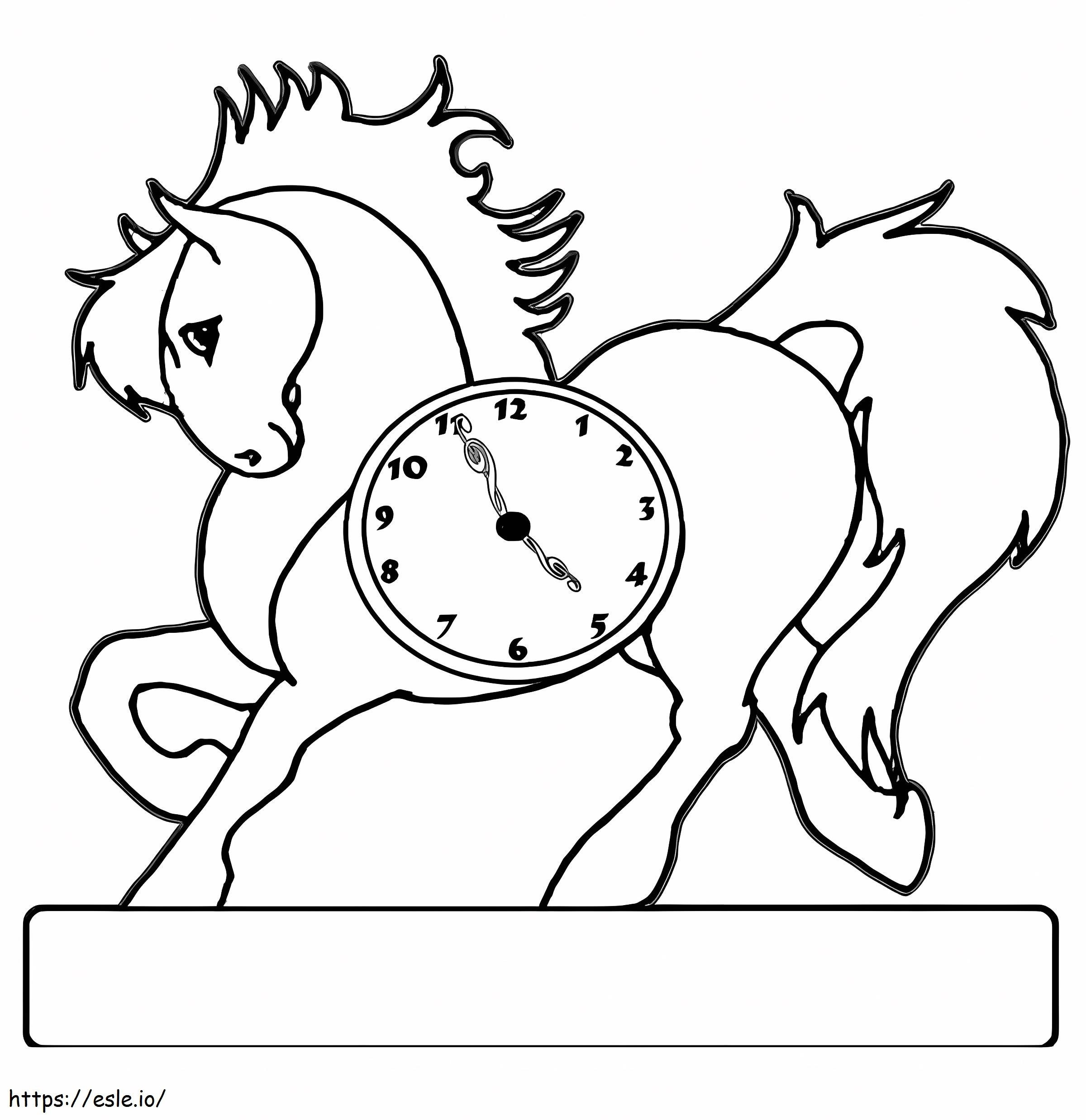 Horse Clock coloring page