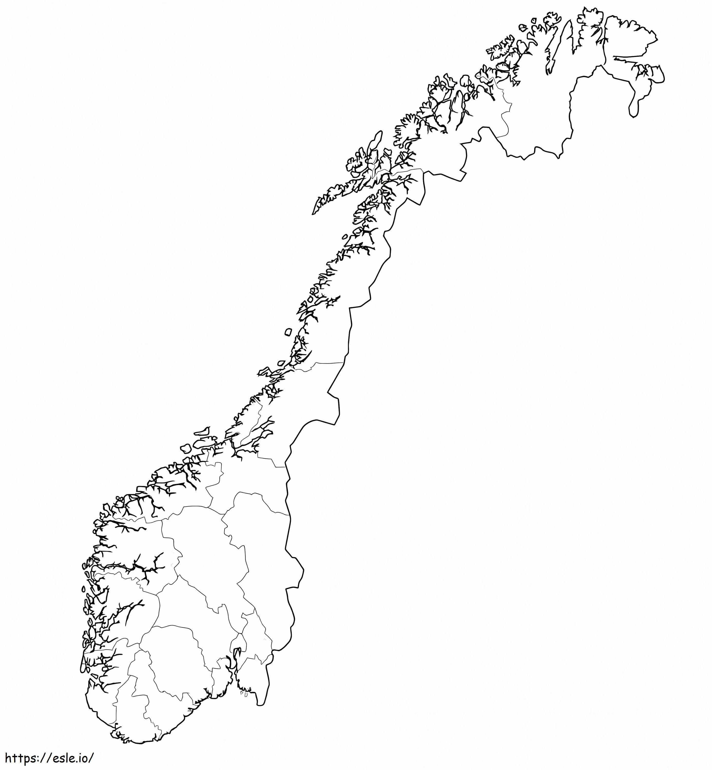 Mapa Norwegii 2 kolorowanka