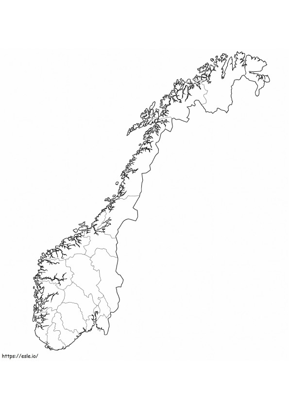 Harta Norvegiei 2 de colorat