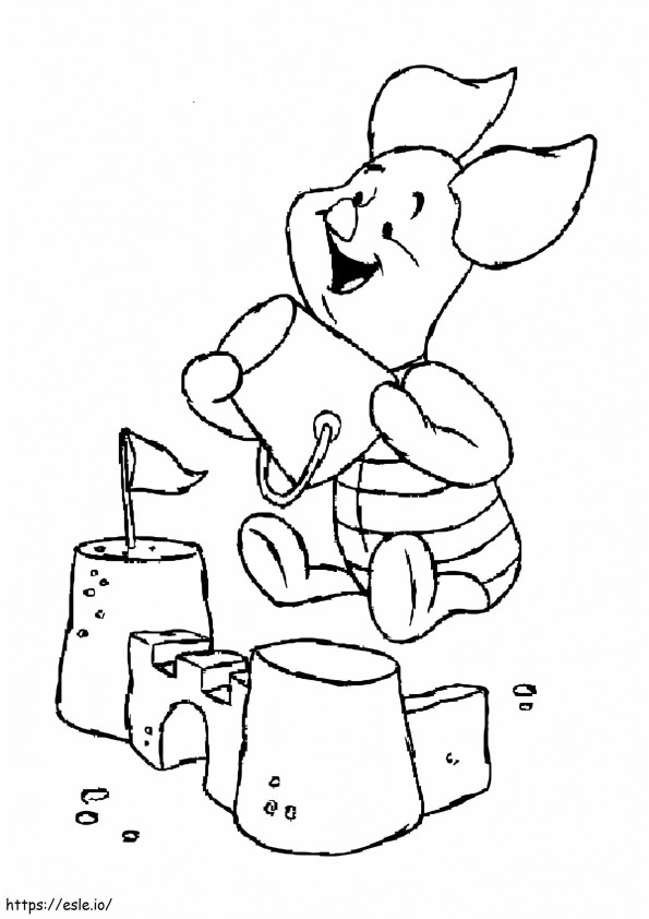 Piglet And Sand Castle coloring page