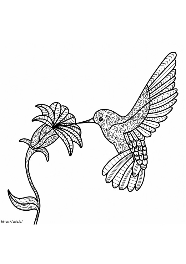 Coloriage Colibri avec fleur Mandala à imprimer dessin