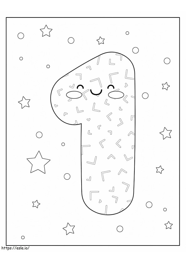 Number 1 Smiling coloring page