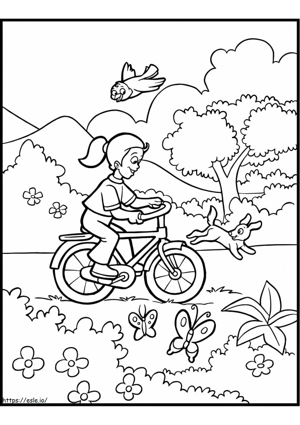 Cycling In Spring coloring page