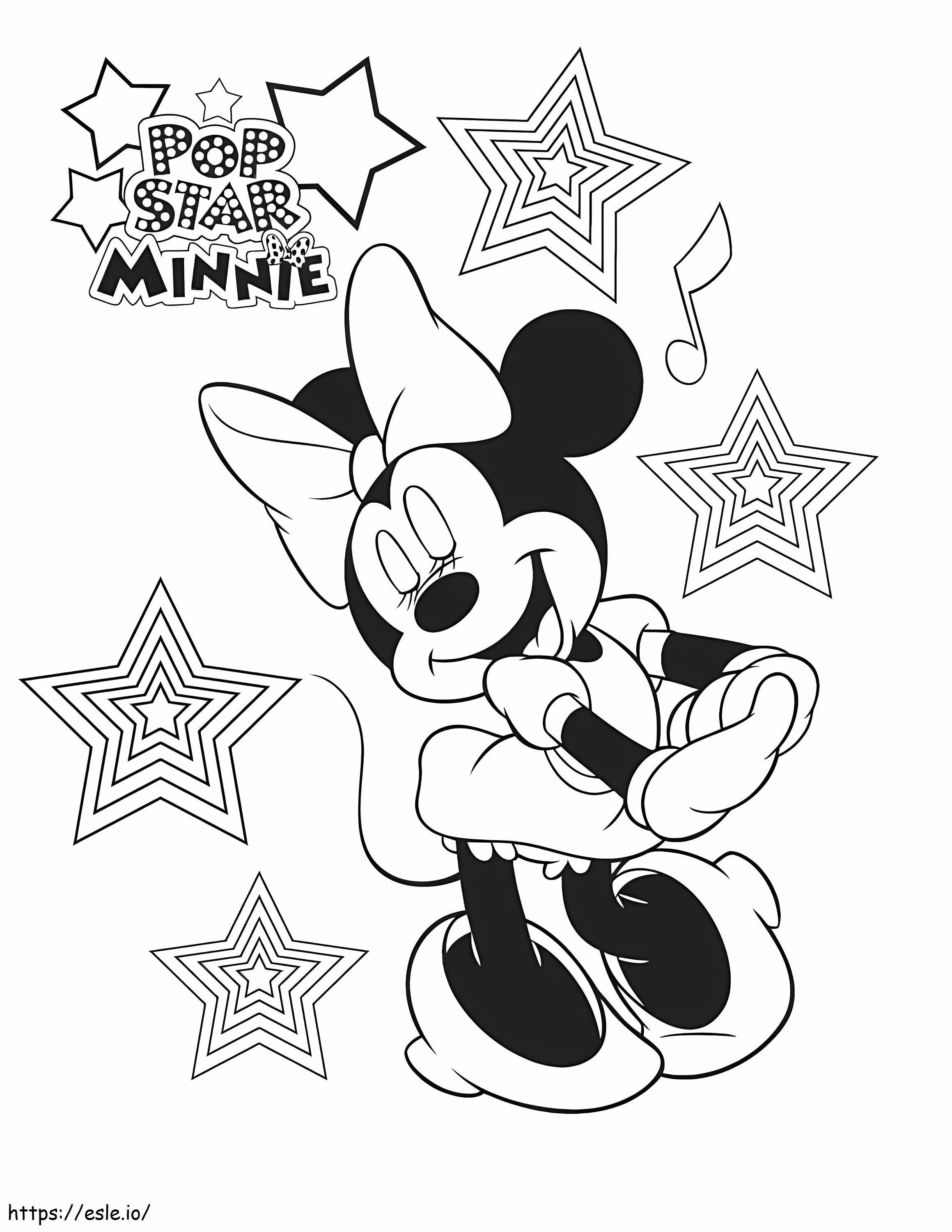 Bintang Pop Minnie Mouse Gambar Mewarnai
