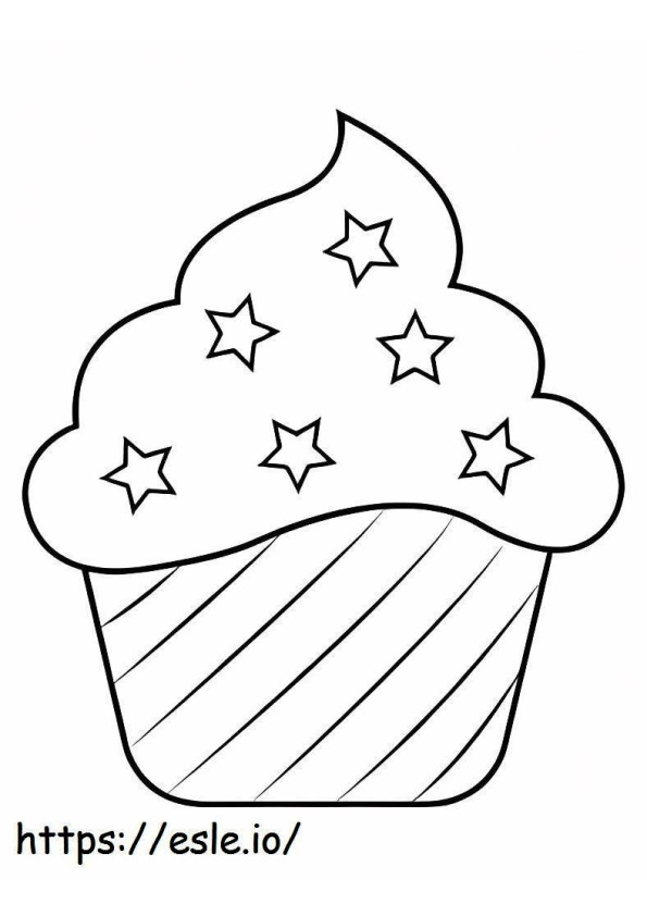 Star On Cupcake coloring page