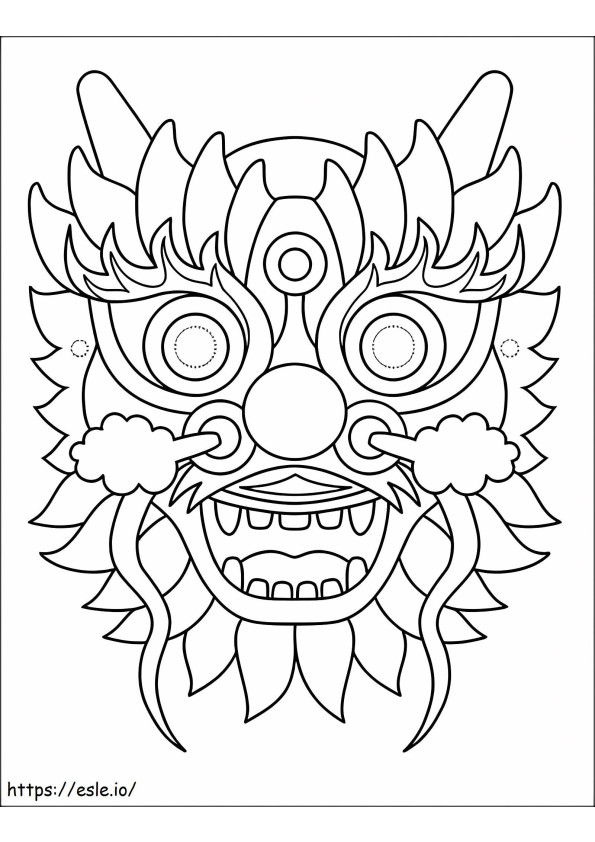 Chinese Dragon Mask coloring page