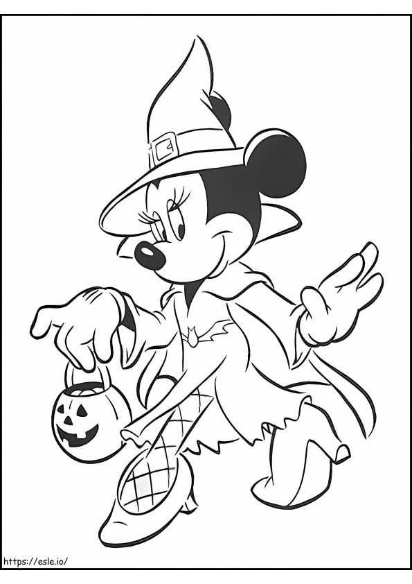 Minnie sveglia su Halloween da colorare