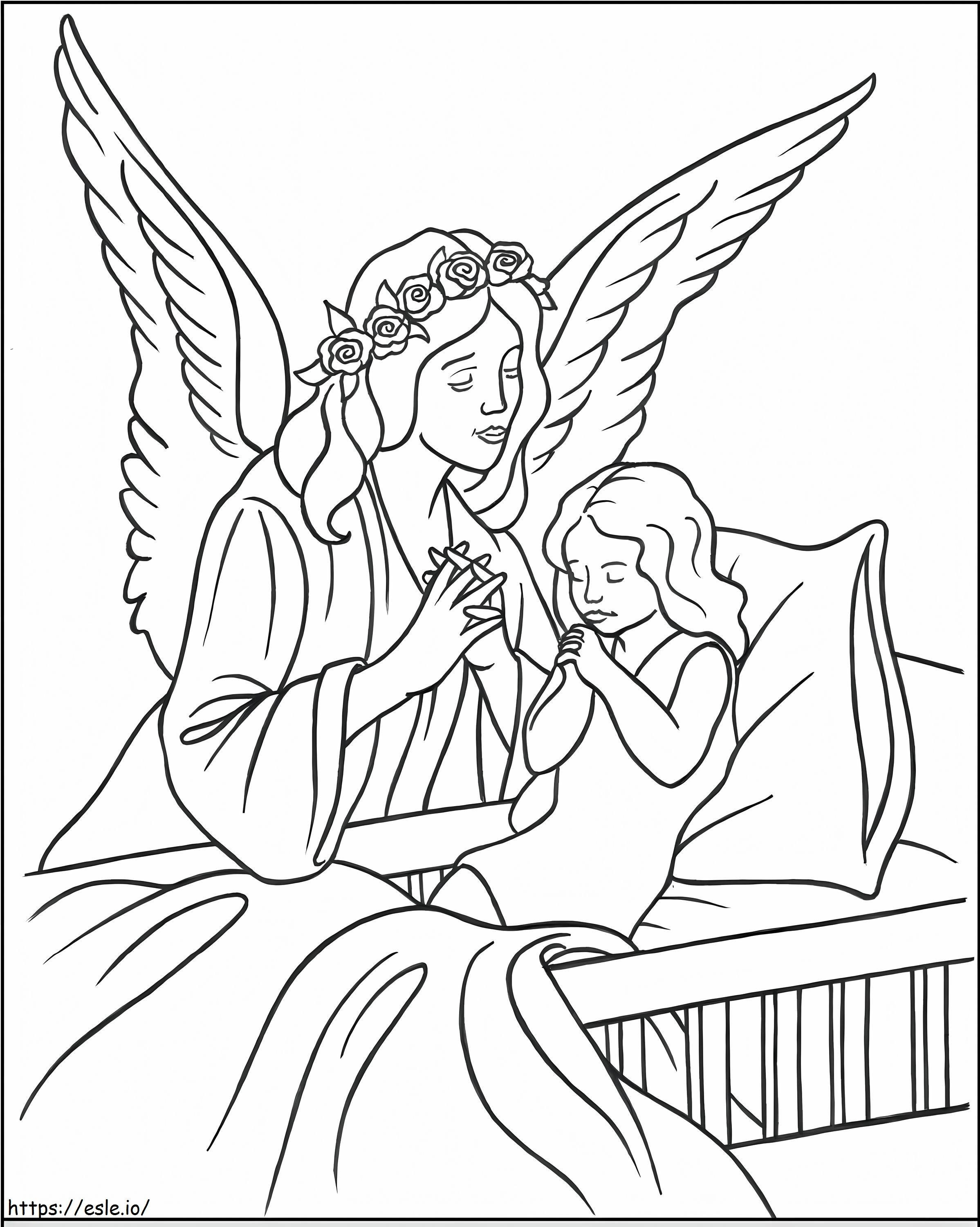 Coloriage Ange avec enfant à imprimer dessin