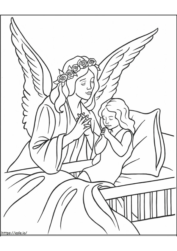 ángel con niño para colorear