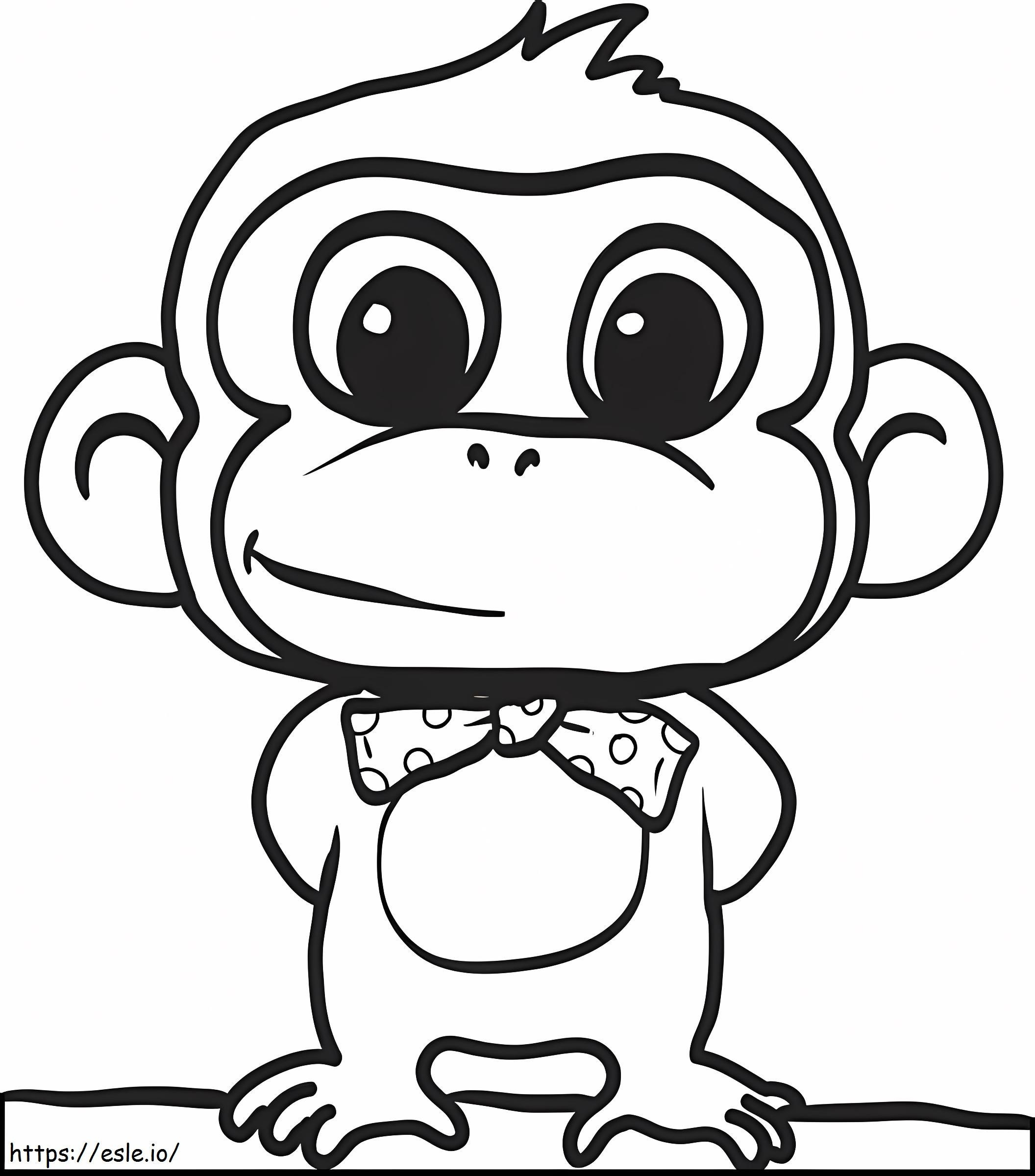 Macaco de Desenho Animado com Laço para colorir