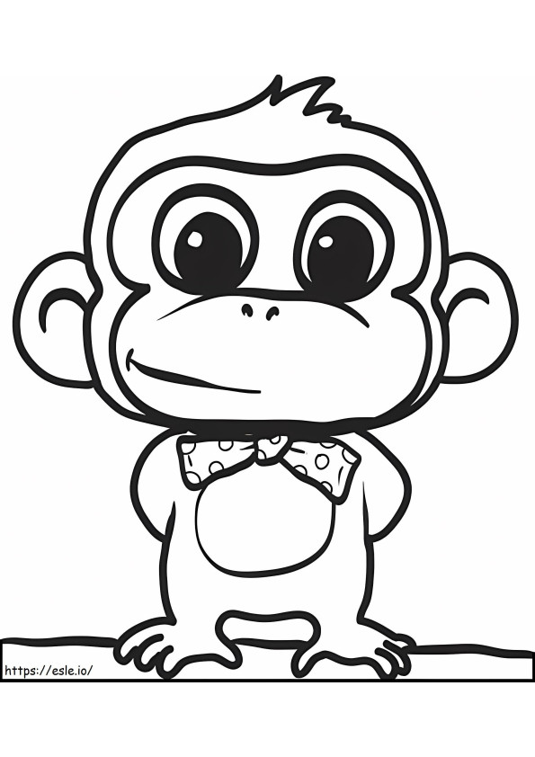 Cartoon Monkey With Bow coloring page