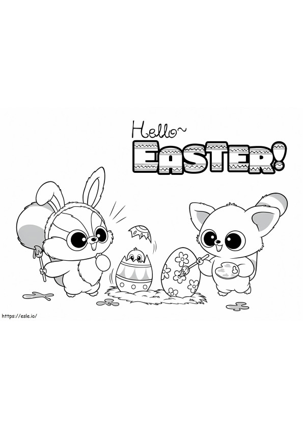 Hello Easter YooHoo And Friends coloring page