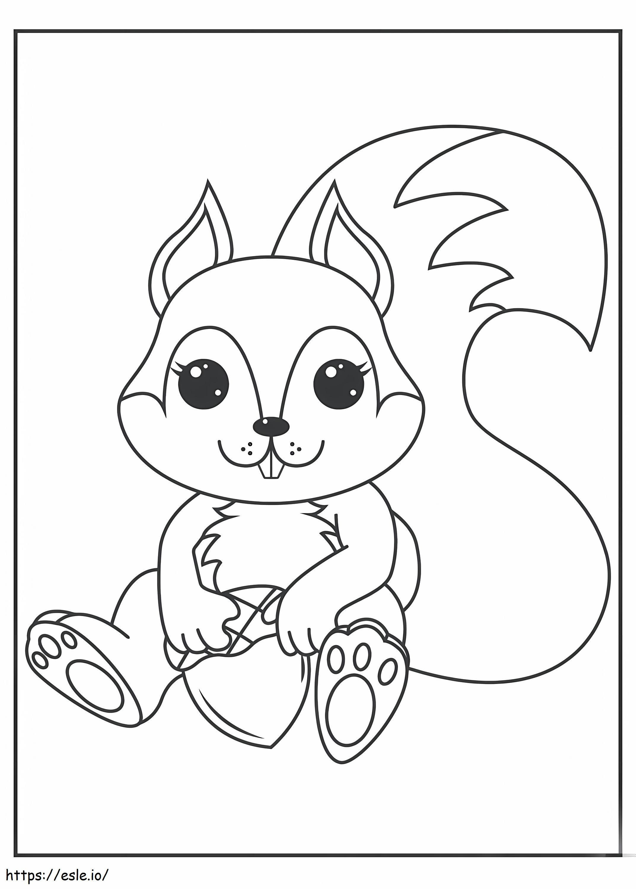 Sitting Squirrel And Acorn coloring page