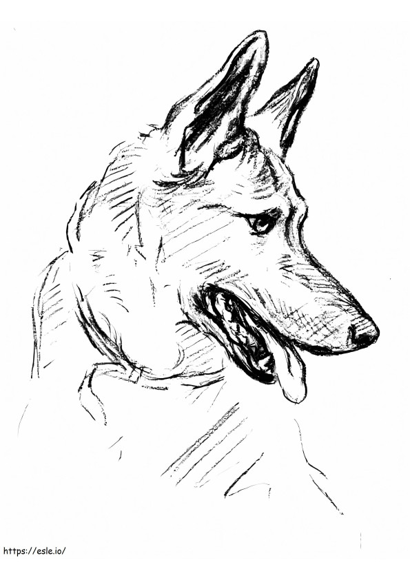 ジャーマン シェパード犬の肖像画 ぬりえ - 塗り絵