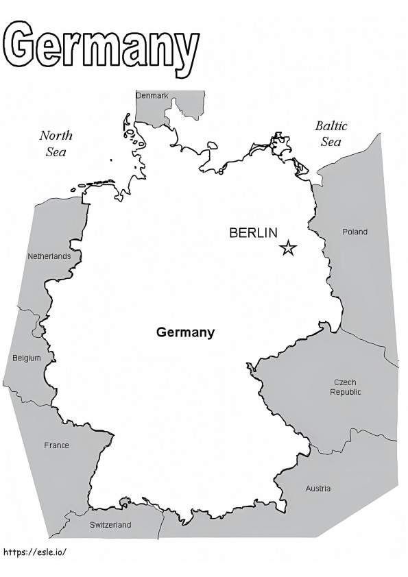 Coloriage Carte De L'Allemagne à imprimer dessin