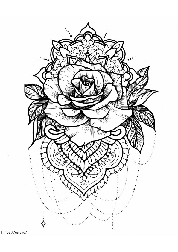 Mandala And Rose coloring page