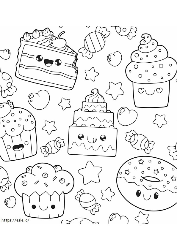 Kawaii Cakes coloring page