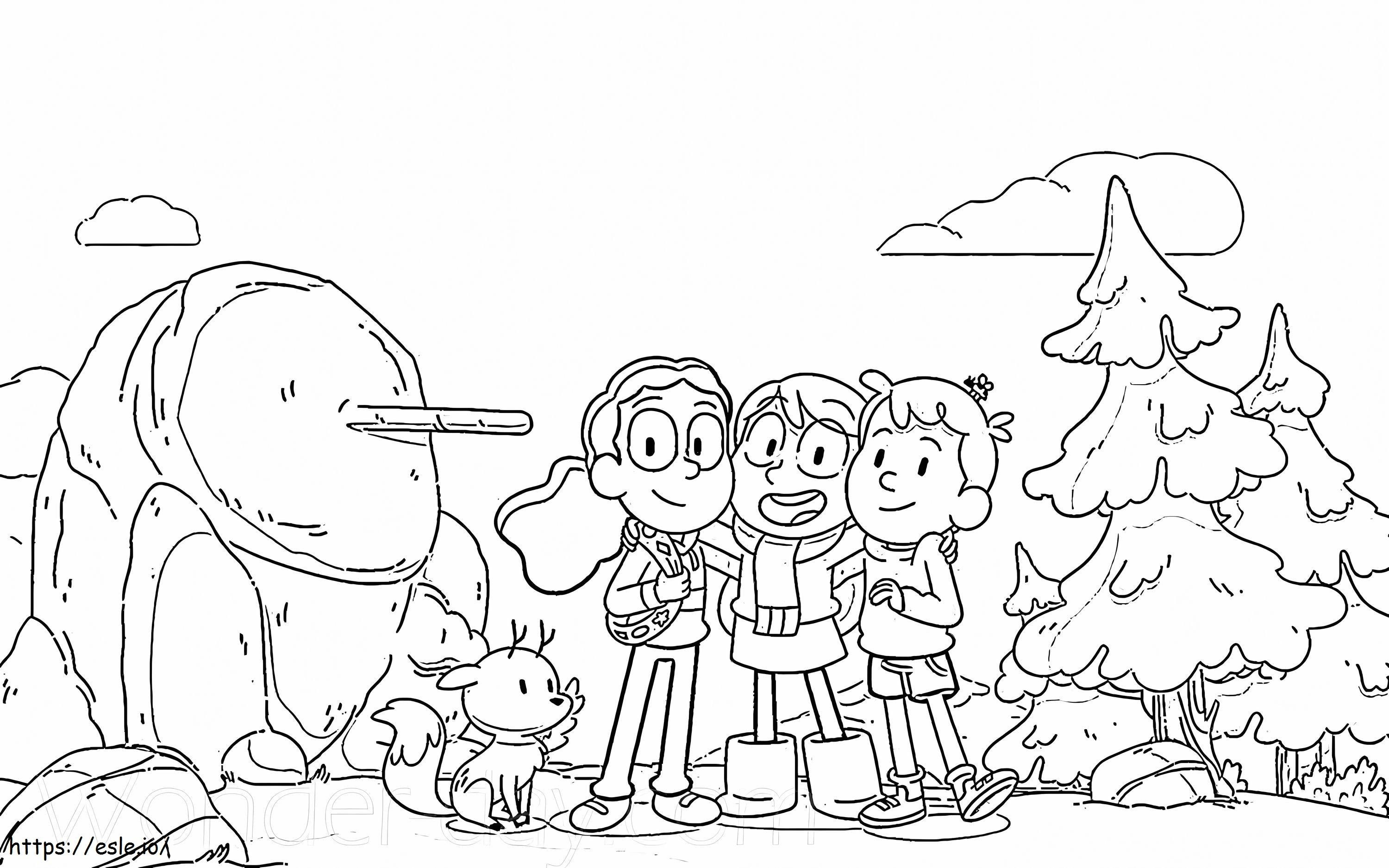 Hilda e seus amigos para colorir
