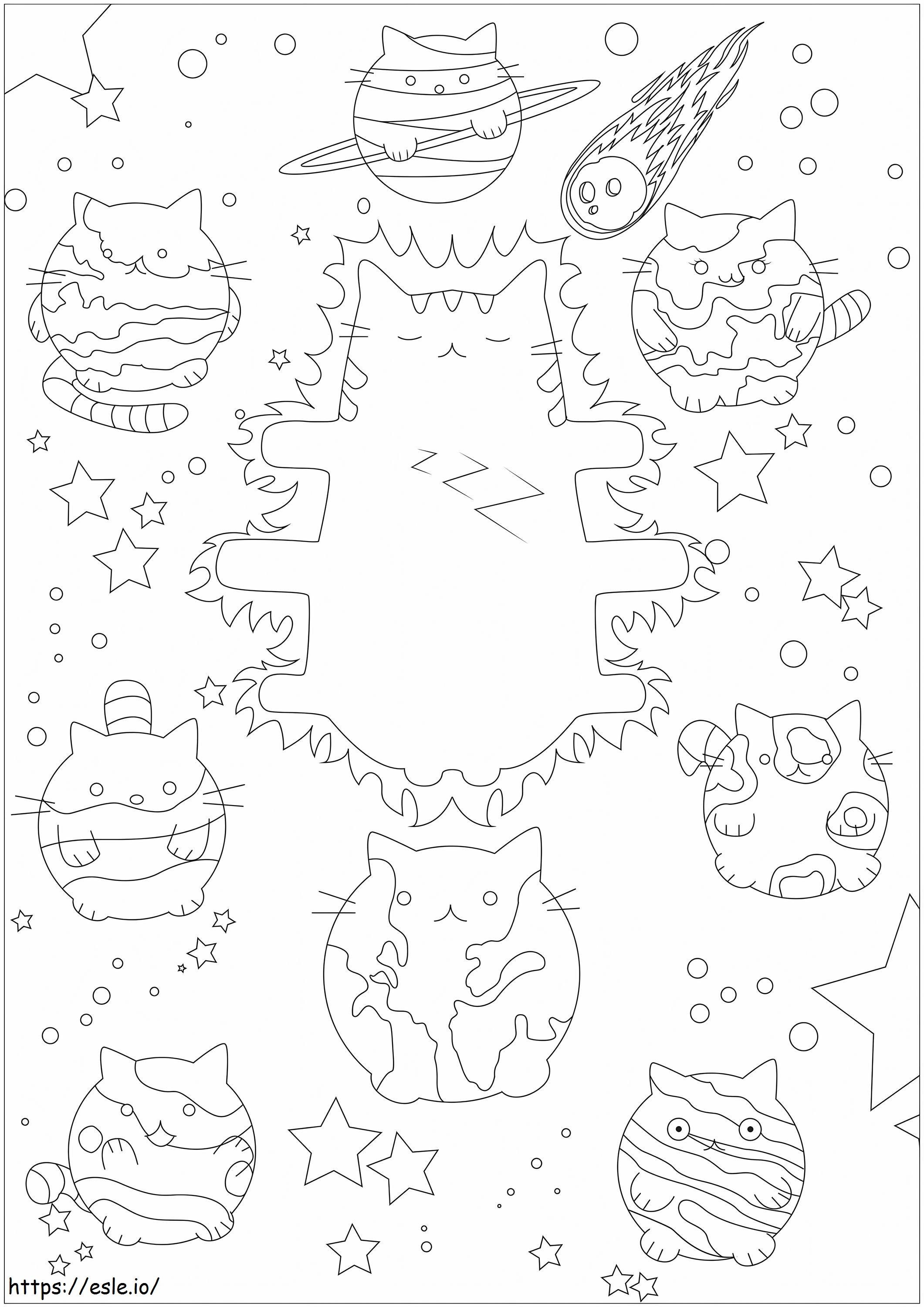 Disegni da colorare Pusheen del Sistema Solare