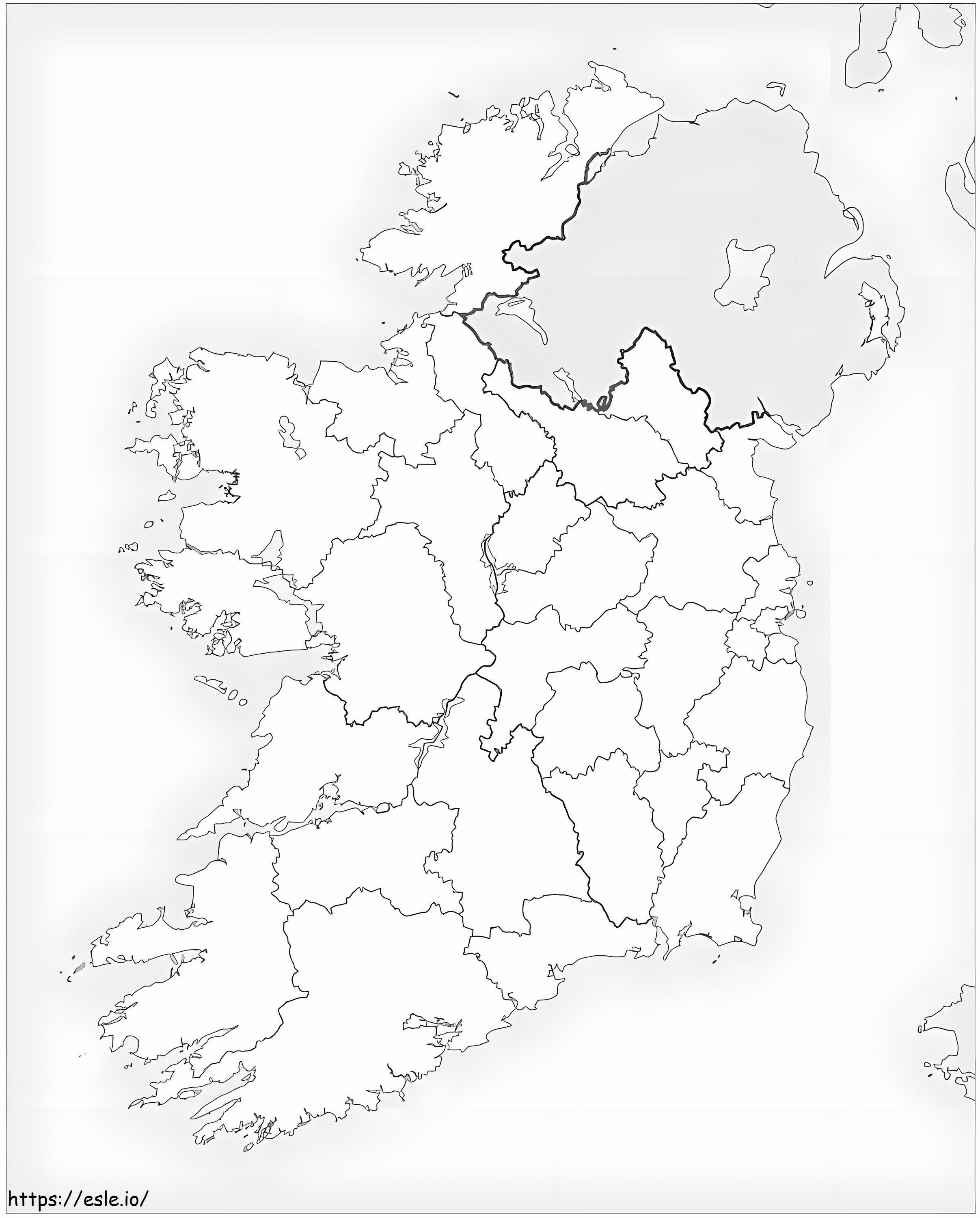 Irlannin kartta 2 värityskuva