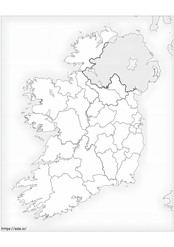 Irlannin kartta 2 värityskuva