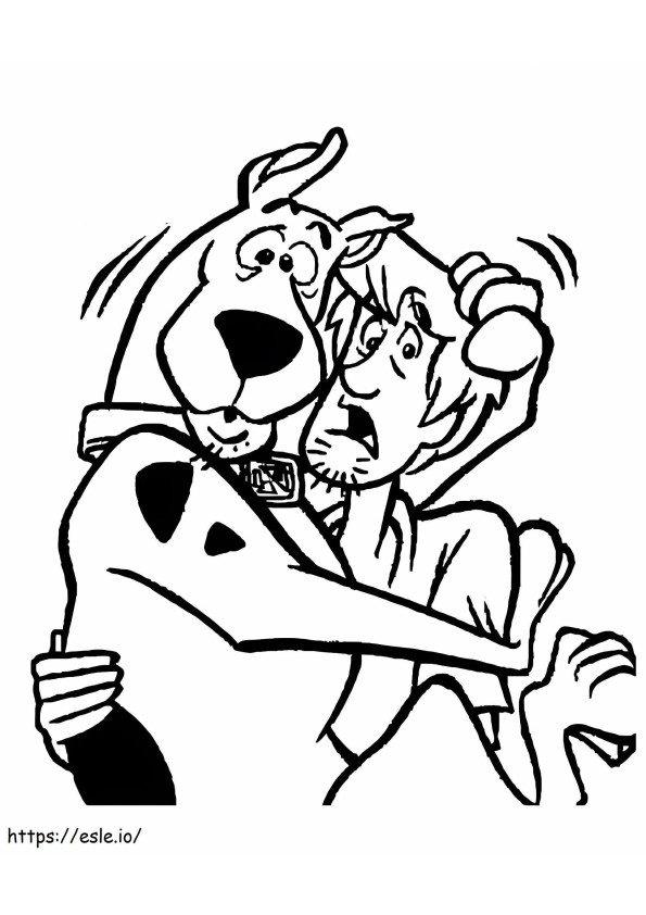Salsicha Abraçando Scooby Doo para colorir