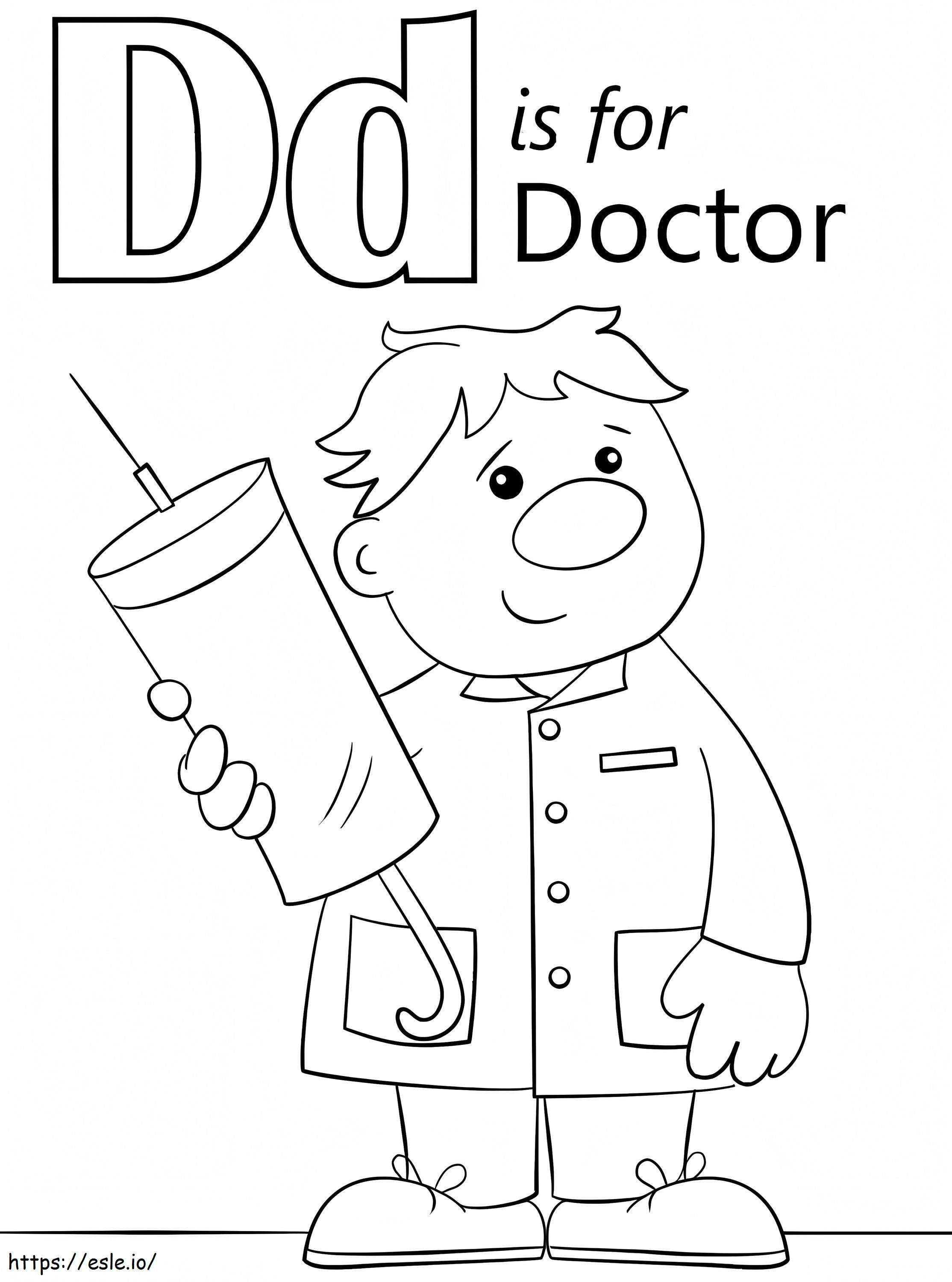 Lääkäri kirjain D värityskuva