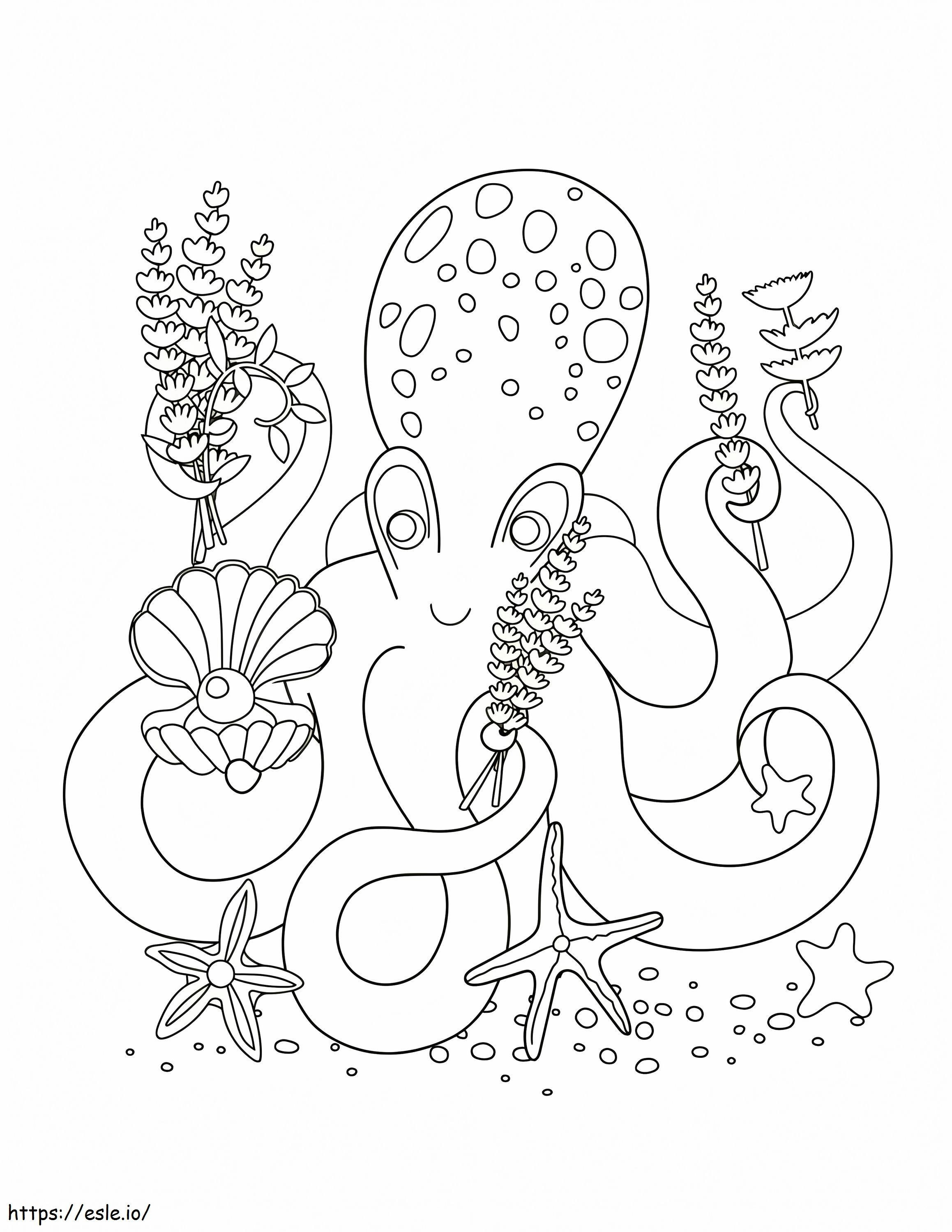 Coloriage Adorable pieuvre à imprimer dessin